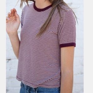 Brandy Melville Maroon Striped T-shirt